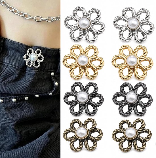8 stuks broek strakker maken clip, afneembare broekknoop om strak te maken zonder naaien, tailleclip voor jeans, broektailleverkleiner, rok, T-shirt, jas, tas en kledingdecoratie