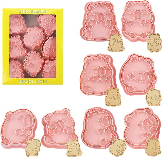 8 stuks Capybara koekjesmallen, dierlijke deegvormers voor bakken, schattige biscuitvormen, kindervieringen, fondant, doe-het-zelf