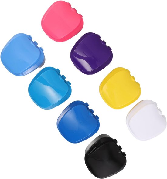 8 Stuks Delige Appelvormige Kunstgebit Opbergdoos Lekvrije Draagbare Kunststof Reinigingsbakken met Compacte Organizer voor Volledige Gedeeltelijke Protheses Beugels
