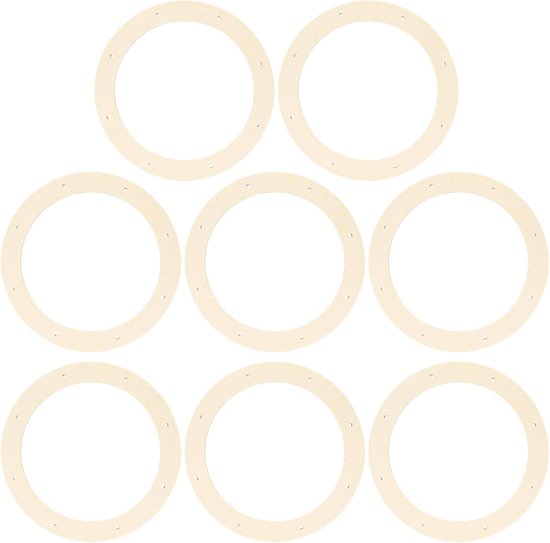 8 Stuks Delige Houten Kransring met Duurzame Ronde Onbewerkte Houten Bloemenkrans Frame voor DIY Huwelijksdecoratie Geschikt voor Feestdecoraties
