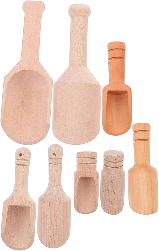 8 Stuks Delige Mini Houten Lepels met Ronde Platte Handgrepen Natuurlijke Theelepels Kruidenlepels voor Suiker Zout Koffie Kruiden Lichtgewicht Krasvrij voor Keuken Badkamer