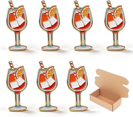 8 stuks drankjes saf brosche, Jicyor drankjes patroon email metalen afbeelding aanstecker pin gemakkelijk gemakkelijk te dragen vlindersluiting passend voor jeansjacke doek tas (8 stuks/set)