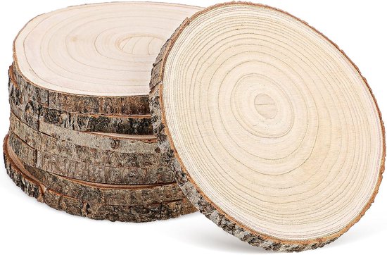 8 Stuks Grote Houten Schijfjes Middelpunt Eerste Huisdecoratie Rustieke Rondes Lege Uitsparingen Natuurlijke Cirkel Bosachtige Bruiloft Ongeverfde Schijven