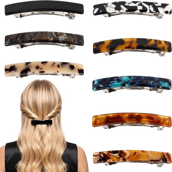 8 stuks haarspelden voor dames, 7,5 cm, automatische Franse haarspelden, French barrette clip, volumeclip, vintage haarspelden voor dun en fijn haar, haarklemmen voor vrouwen en meisjes