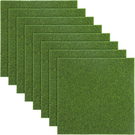 8 stuks kunstgras mat nep gras vellen 15x15cm mini model gras voor ambachten, model landschap, speelgoed boerderij, diorama landschap