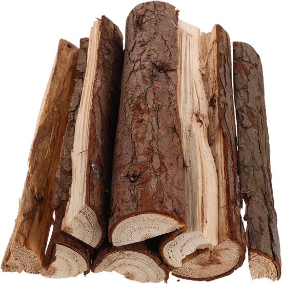 8 Stuks Log decoratie houtblokken om te grillen decoratief hout voor vuurkorven natuurlijke houtblokken voor decor grillhout voor bbq decoratief brandhout voor thuis Light Brown