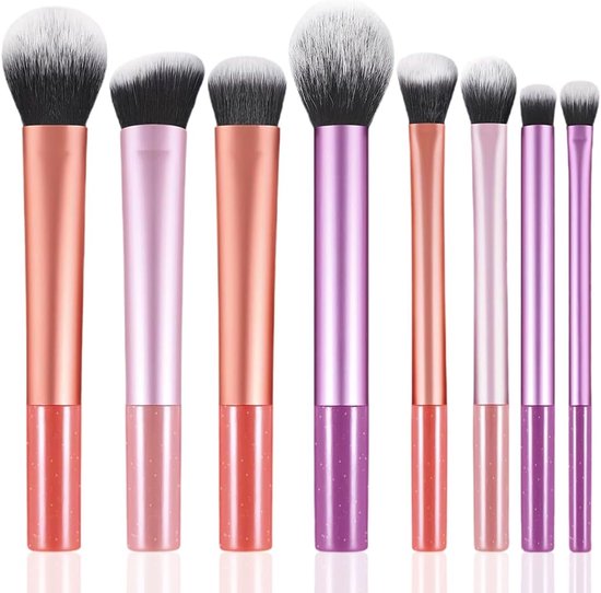 8 stuks make-upkwastenset voor oogschaduw, highlights en contouren, 16,4 cm, ideaal voor dagelijkse make-up en reizen