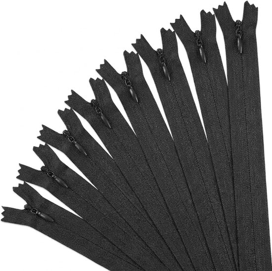 8 stuks onzichtbare ritsen | 40cm verborgen nylon ritsen voor naaien, kleding maken, zwart