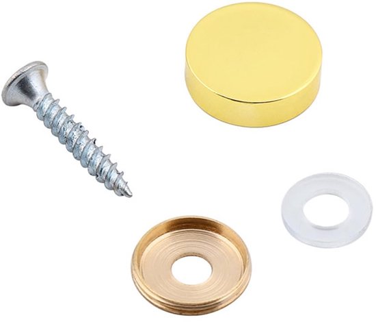 8 stuks spiegelschroeven, 25 mm gepolijst messing decoratieve afdekkapspijkers met ringen voor spiegels, meubelbeslag, tafels, kledingkasten, glas (goud)