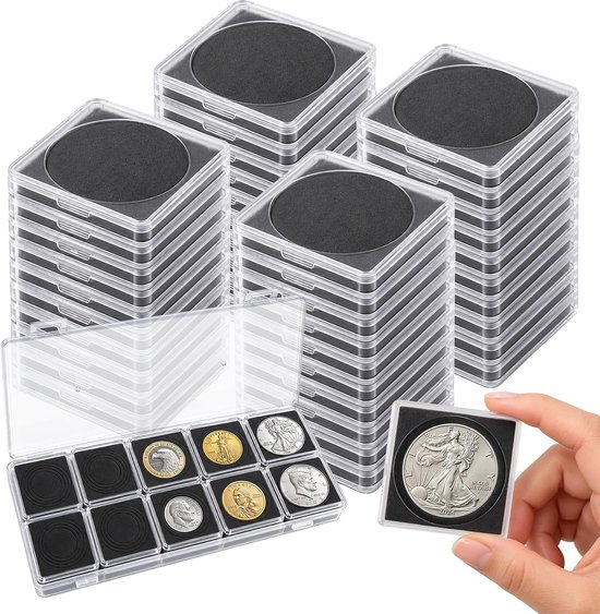 80 stuks munthoezen munten opslag munten hoezen muntkoffer