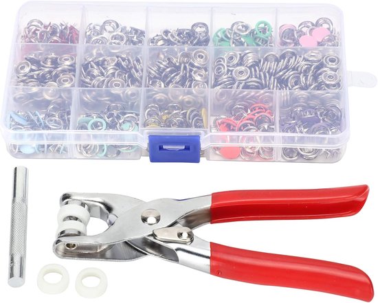 804 stuks drukknopen kit naaiknop ponsmachine handperstang gereedschap 9,5 mm 10 kleuren messing drukknopen voor kleding doe-het-zelf ambachten naaibenodigdheden