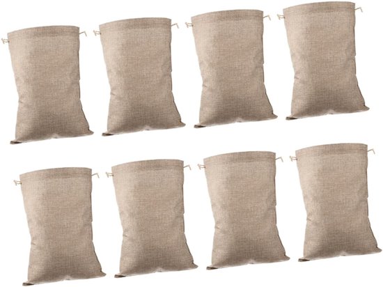 8stuks Herbruikbare Jute Zakjes Met Trekkoord Oplossing Voor Aardappelen Uien Groentenopslag Duurzaam Veilig Voor Thuisgebruik Verstelbare Sluiting Voor Gemakkelijk Toegang