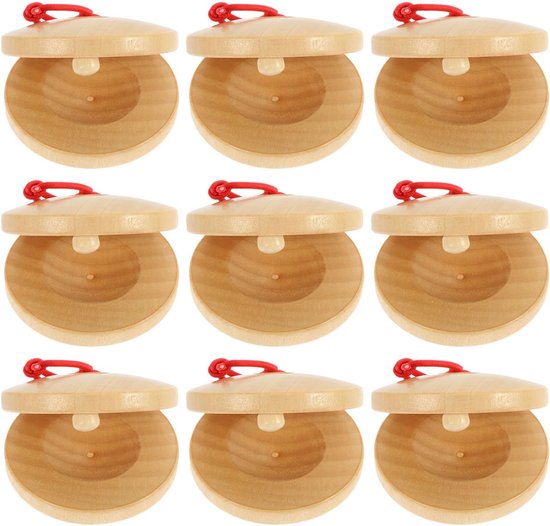 9 Stuks Delige Robuuste Houten Castanets voor Jongen Meisje Dubbel-laags Handklapinstrument Helder Geluid voor Muziekeducatie Ritmeontwikkeling in Feest