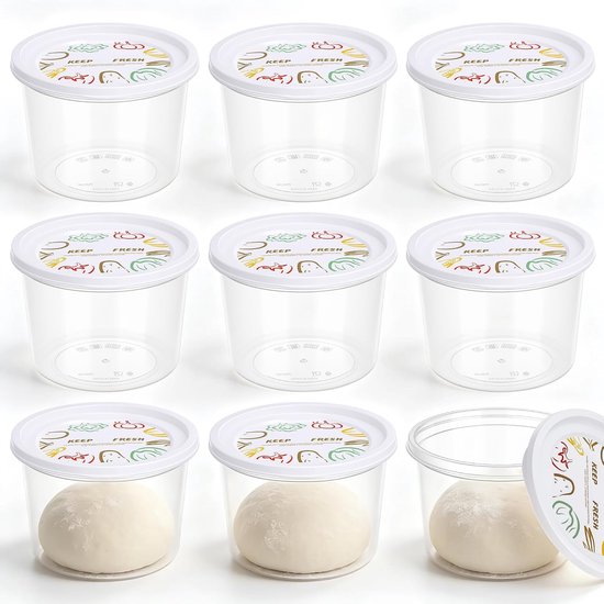 9 stuks stapelbare pizzadeeg proofing box met deksel, transparant rond 700ml | Herbruikbare brooddeeg proofing container kleine voedsel opslag container snack fruit organizer voor keuken