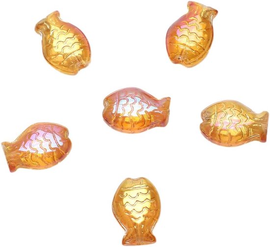 90 stuks kleurrijke glazen viskralen, 10 x 14 cm, losse glazen kralen met gat, glazen kralen om te rijgen, spacer-kralen voor armbanden, viskralen om te knutselen, voor doe-het-zelf sieraden,