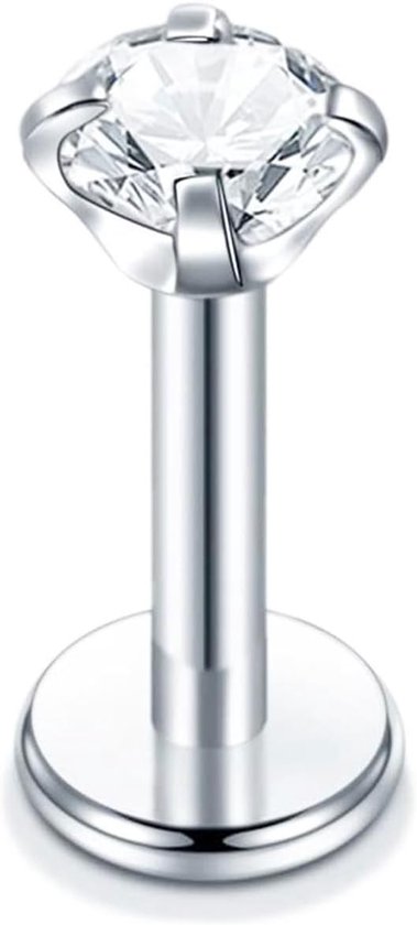 925 sterling zilver piercing lip helix tragus kraakbeen connector 6mm 8mm 10mm met steen piercing lip stud dames, Sterling zilver