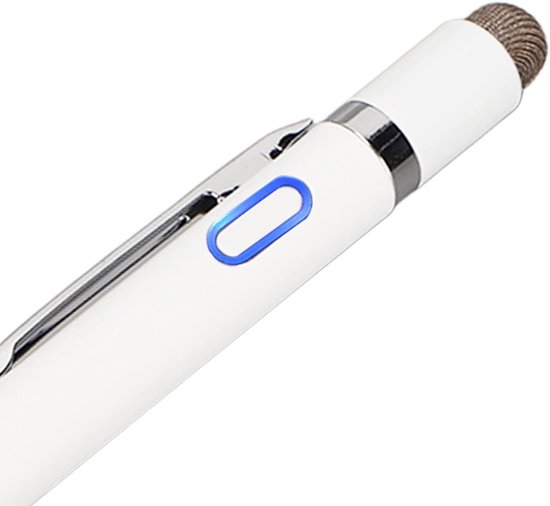 Actieve Capacitieve Styluspen met Penclip voor IOS en Android systemen - Wit - Draagbaar en StijlvolOntwerp
