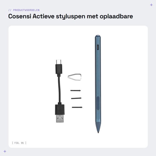 Actieve styluspen met oplaadbare functie en vervangende tips