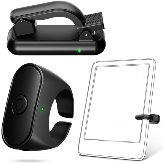 Afstandsbediening voor het omslaan van pagina's van e-readers - kan ook worden gebruikt als afstandsbediening voor een camera - batterijduur tot 28 uur - paginaomslaan voor elektronische apparaten - zwart van Merkloos