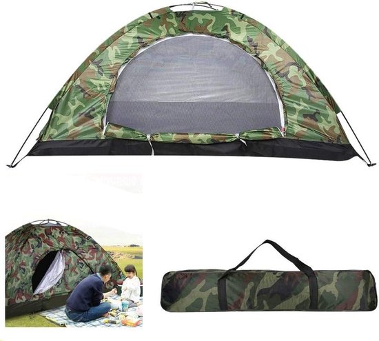 Allecta - Tweepersoons camouflage campingtent met UV-bescherming voor strand en wandelen van Allecta