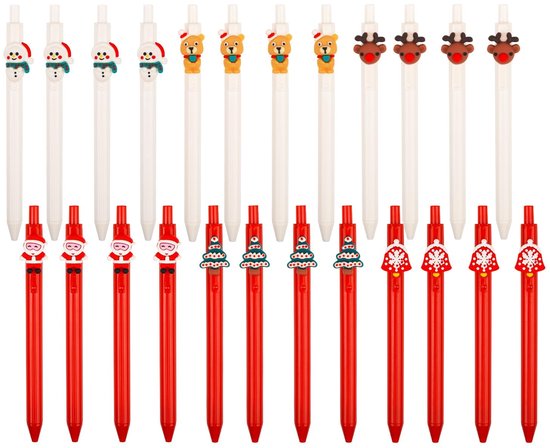 Allecto - Kerst intrekbare pen - Sneeuwpop en kerstman ontwerp - Comfortabele grip - Gel inkt pen - Feest cadeau - Geschikt voor iedereen