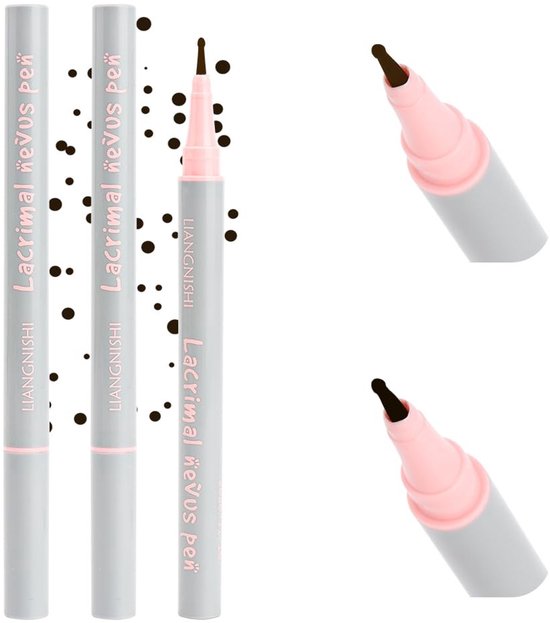 Allecto - Tracrymale nevus pen - Vlekafstotende make-up pen - Realistische vlekverwijderaar - Zwart + natuurlijk bruin - Geschikt voor sproeten - N...