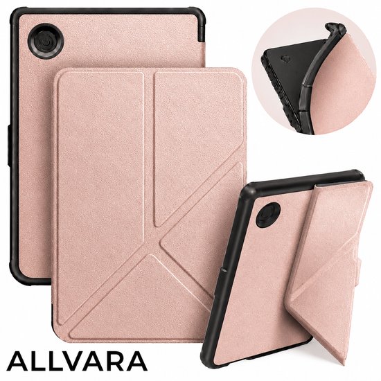Allvara® Ereader hoes - Kobo Clara BW - Multifunctioneel - Ingebouwde standaard Trifold - Wake/Sleep Cover - 360° Bescherming - Rose Goud