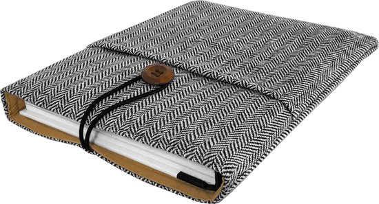 Amenzo® Book Sleeve - 19 x 25 cm - Boek Hoes - Zwart Wit Vissengraat - Book Sleeve voor Boek - Boekbeschermer - 2 Vakken - Boekenhoes van Merkloos