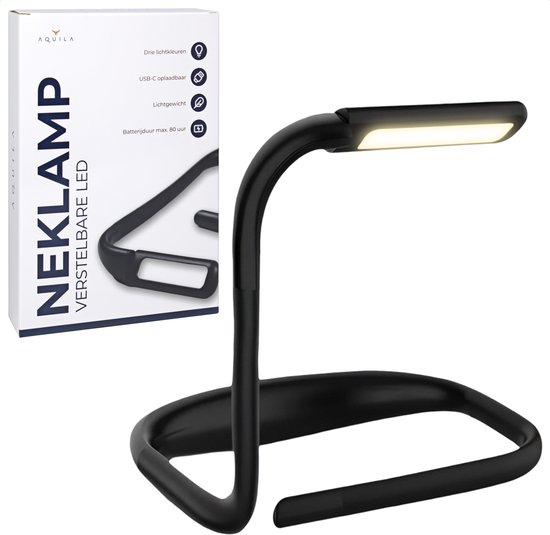 Aquila Leeslampje voor Boek - Neklamp Oplaadbaar - Leeslampje voor in Bed - Boeklampje & Bedlampjes Leeslampjes - Boeklamp - Leeslampje voor Boek Oplaadbaar USB - 3 Kleuren - Bedlamp