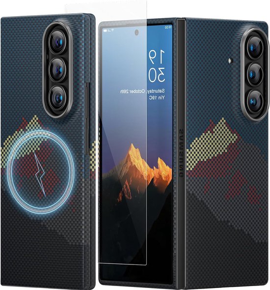 Aramidevezel Hoes voor Samsung Galaxy Z Fold 7 met Screen Protector en Mag-Safe Compatibiliteit in Carbon Fiber Design, Ideaal voor Bescherming en Stijl
