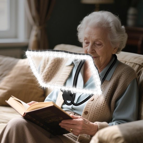 Azomor® Handsfree leesloep met verlichting en flexibele zwanenhals voor senioren van Azomor