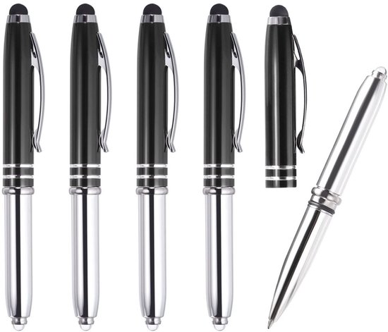 Balpen met stylus tip en LED-zaklamp - 5 Pack