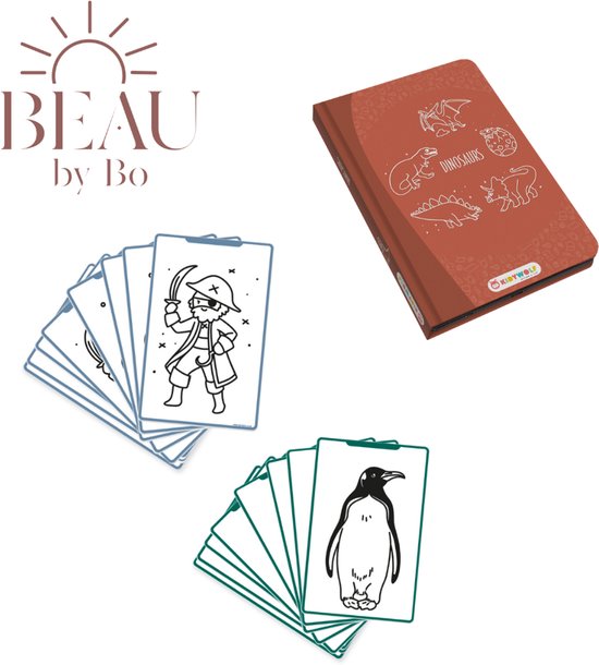BEAU by Bo Kidywolf Kidydraw Mini Tekenboek met LCD-scherm Dinosaurussen + Refill Dieren & Oceanen en Piraten van Merkloos