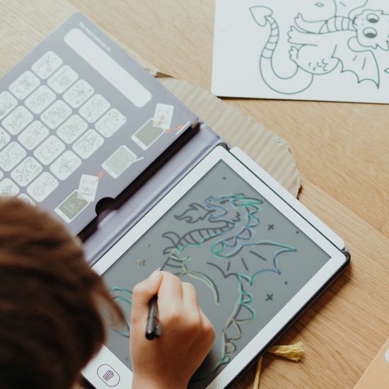 BEAU by Bo Kidywolf Kidydraw Mini Tekenboek met LCD-scherm Galaxy + Refill Dieren & Oceanen en Piraten van Merkloos