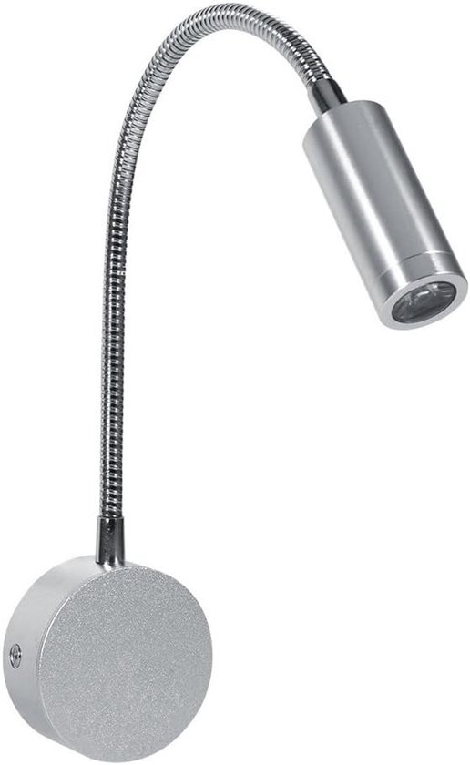 Bedlamp Flexibel - Wandlamp Leeslamp - Gericht Lezen - Touch Dimmer - 42 cm Lengte - Zilver