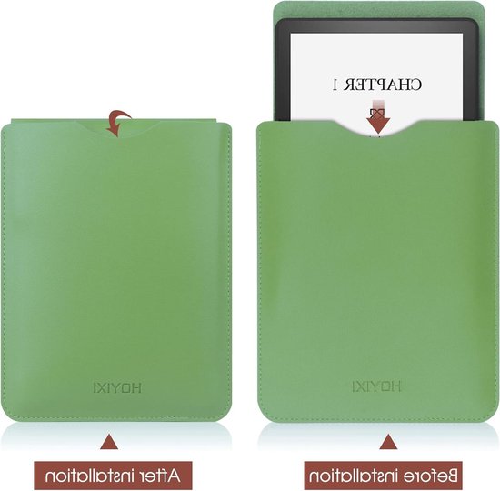 Beschermende leren hoes voor 6.8 inch e-reader, geschikt voor Kindle Paperwhite, Kobo en Sony, groen