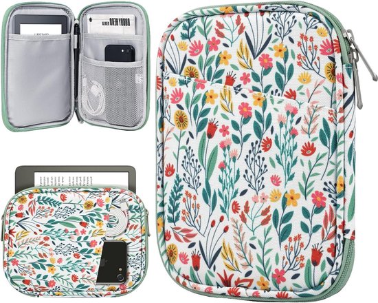 Beschermende Tablet Case voor 6-7 Inch Kindle Paperwhite en Oasis, Inclusief Tas, Bloemenprint, Ideaal voor E-Readers en Accessoires
