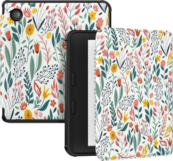 Beschermhoes 7 inch e-reader, Ultra Dun Lichtgewicht met Auto Wake/Sleep - Bloemenpatroon - Geschikt voor Kobo Libra Colour 7" 2024 Release. van Merkloos