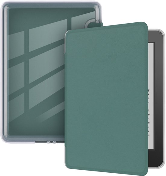 Beschermhoes geschikt voor Kindle Paperwhite KPW6 (7 inch), ultradunne transparante zachte achterkant, met automatische slaap-/wekfunctie - groen