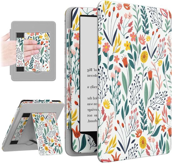 Beschermhoes Kindle Paperwhite - E-reader Cover - Lezen Onderweg - Automatische Sluimerfunctie - 7 inch - Bloemen