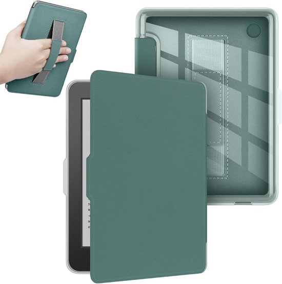 Beschermhoes Kobo Clara - E-reader Cover - Bescherming E-reader - Met Polsband - Kobo Clara Colour/BW/2E - Donkergroen