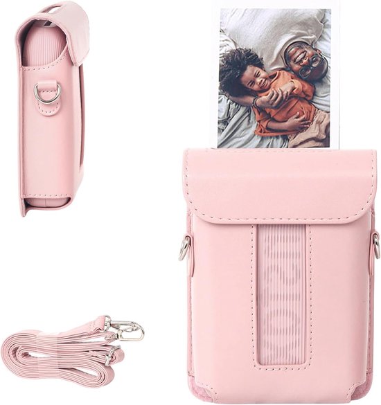 Beschermhoes voor Fujifilm Instax Mini Link 3 - PU Bescherming, Magnetische Sluiting, Schouderriem en Zacht Microfiber, Pastelroze van Merkloos
