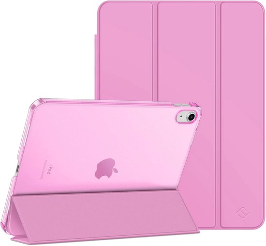 Beschermhoes voor iPad 11 inch (A16) 11e generatie en 10,9 inch 10e generatie - Matte Transparante Hardcase, Dunne Vouwbare Cover, Roze Lilac van Merkloos