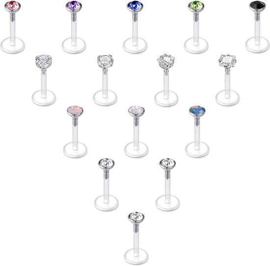 Bioflex Transparant Push Fit Labret Helix Piercing Set