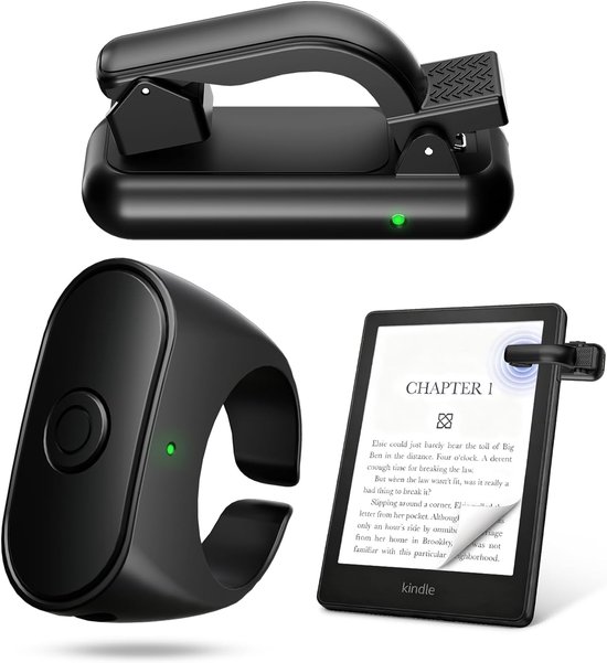 bladomdraai ring afstandsbediening, compatibel met Kobo, Kindle Paperwhite, Colorsoft en Scribe, stille e-reader klikker voor lezen in bed, past op plastic hoezen, leuk cadeau voor e-boek en iPad lezers