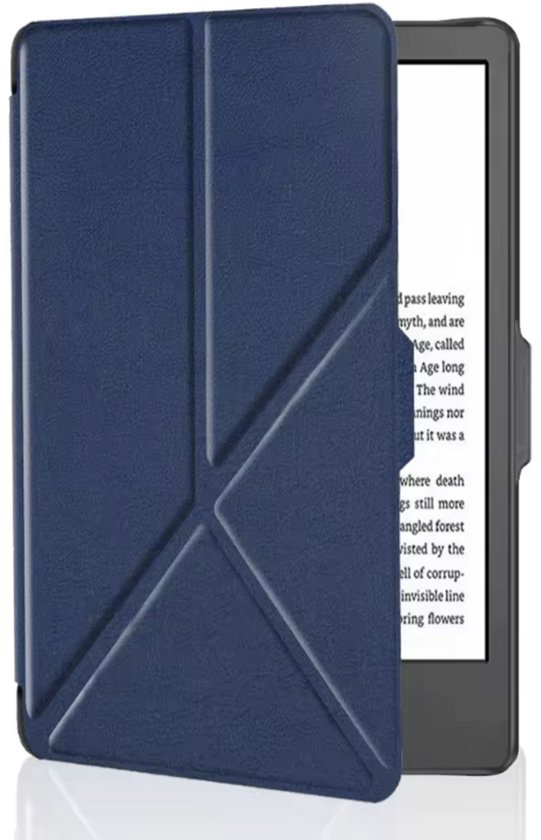 Blauw hoesje geschikt voor Kobo Clara BW - Bescherm Case - Trifold - Book Cover - Tablet Cover - Donkerblauw - CHPN