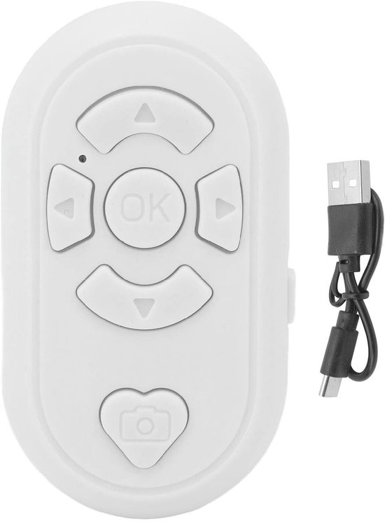 Bluetooth Afstandsbediening Video Page Turner, Emote Fingertip Controller voor Smart Clicker voor Foto's en Video's, Draadloze Ringcamera Sluiterbediening (Wit)
