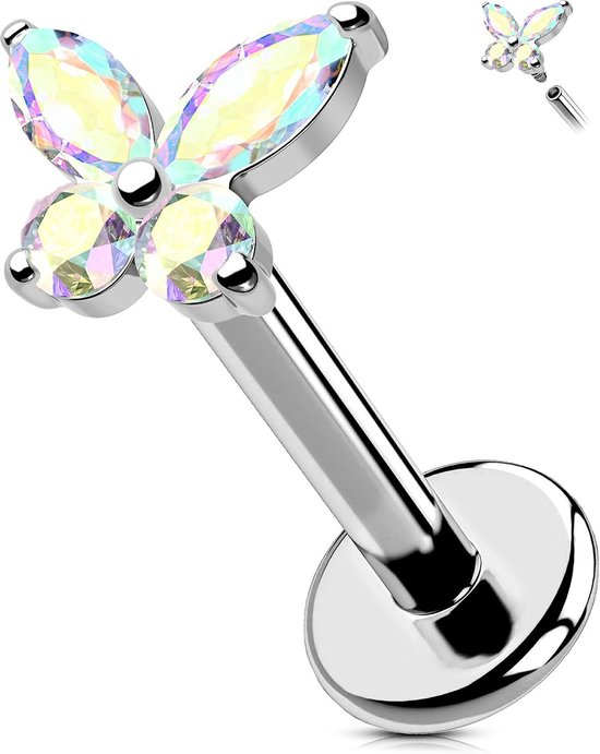 Body Piercing Labret Earrings: Titanium Lip Stud 16G/1.2mm Internally Threaded Helix Tragus Conch Cartilage Earrings Jewellery Butterfly Medusa Bar 6/8/10/12mm for Women