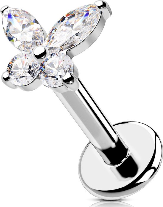 Body Piercing Labret Piercing Jewelry 16G 6/8/10/12mm Lip Stud Internally Helix Earring Butterfly Tragus Bar 316L Stainless Steel Cartilage Flat Back Earrings