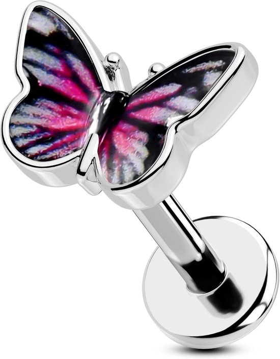 Body Piercing Labret Piercing Jewelry 16G Tragus Cartilage Forward Helix Stud Earrings Monroe 316L Stainless Steel Butterfly Medusa Flat Back Piercings Earring